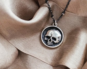 Awesome Skull Necklace • Gothic Style • Memento Mori • Sterling Skull Pendant • Gift For Her • Spooky • Best Friend Gift • Skull Jewelry