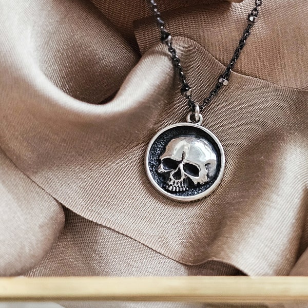 Awesome Skull Necklace • Gothic Style • Memento Mori • Sterling Skull Pendant • Gift For Her • Spooky • Best Friend Gift • Skull Jewelry