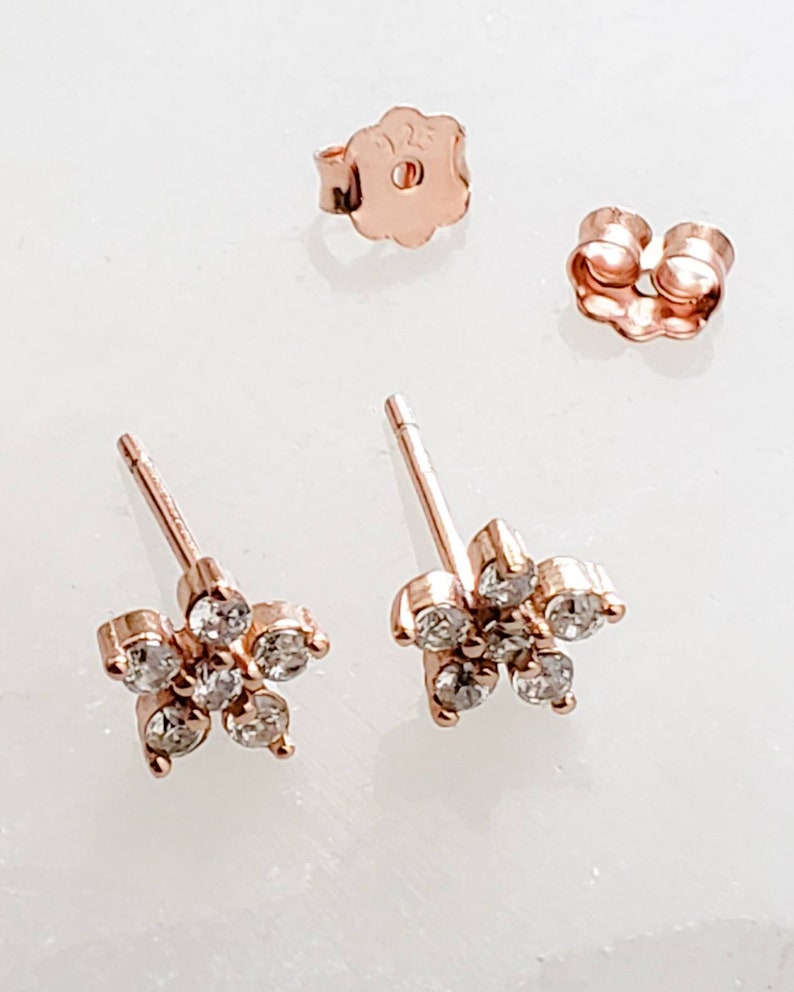 Sparkle Flower Studs CZ Flower Earrings Delicate Clear | Etsy