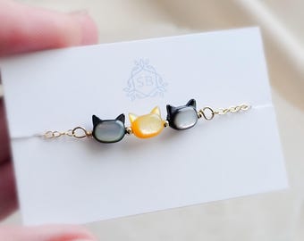 Personalized Cat Bracelet • Cat Lover© Necklace • Custom Cat Jewelry • Choose Your Cats • Studio Blue Original