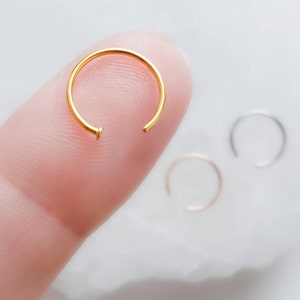 Tiny Dot Hug Hoops 20 Gauge Thin Dot Hoops Open Skinny Hoop Modern Hoops Dainty Hug Hoops Delicate Nose Ring Surgical Steel image 6