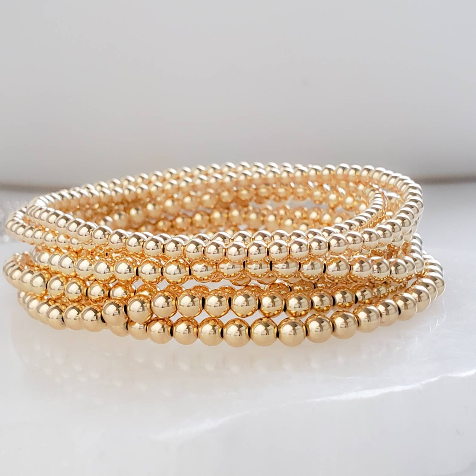 Spacer Beads potato chipsHowlite Beads Stack Bracelets Pave Gold vermeil  wavy Beaded Stretch Bracelet