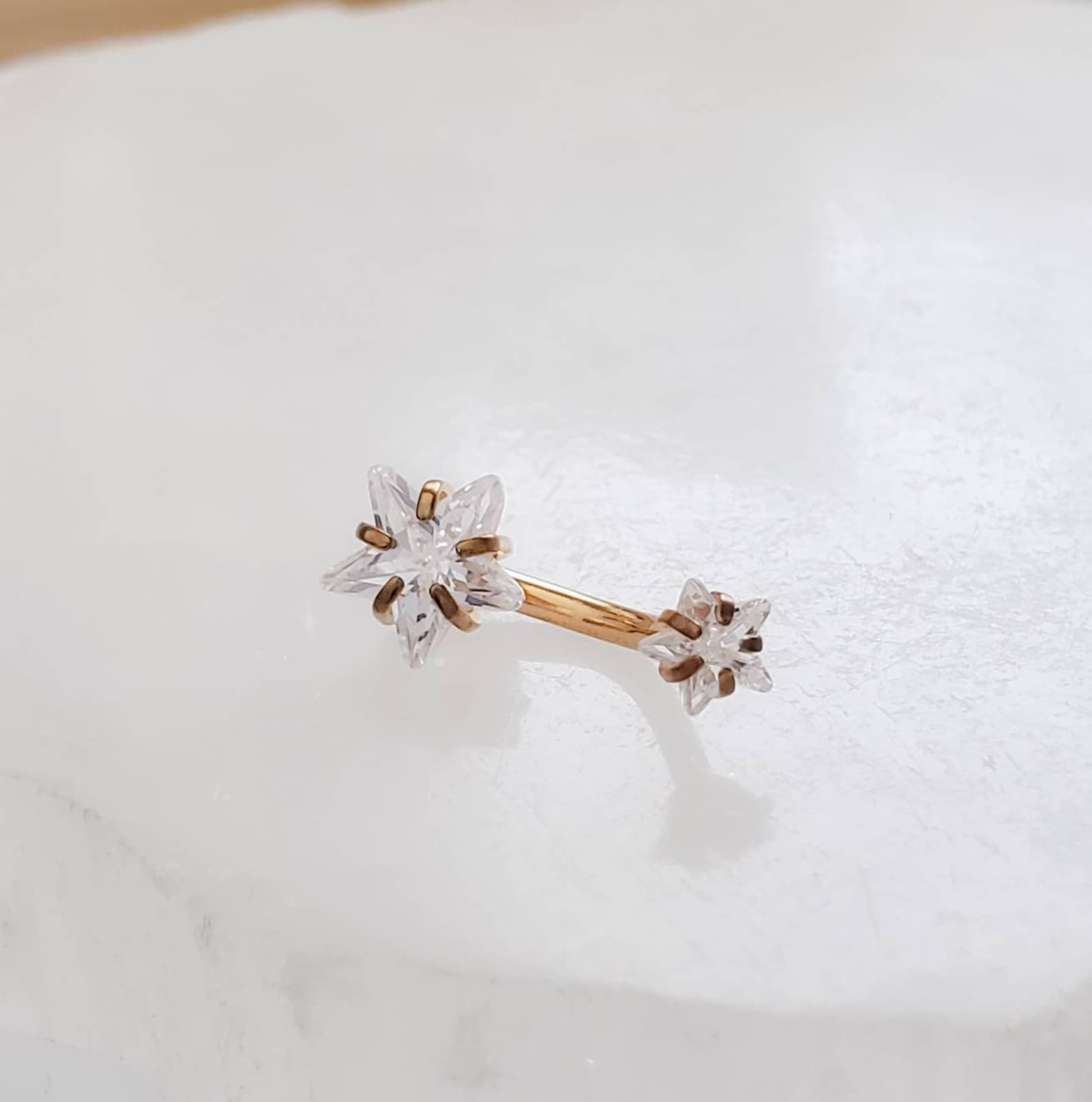 Sparkle Belly Button Naval Ring Star Shaped Round CZ | Etsy