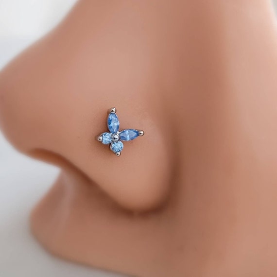 Butterfly Nose Stud • L Bend • 20 Gauge Surgical Steel • Nose Ring