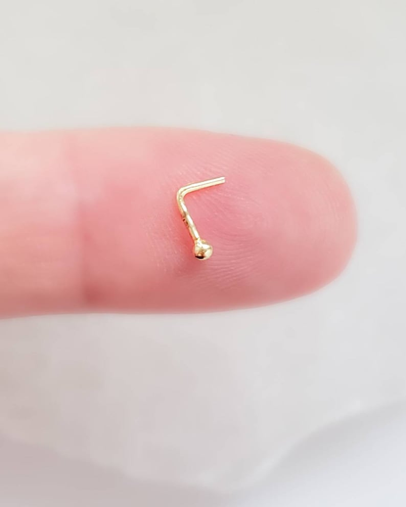 14K Gold Nose Stud 20G Tiny Ball or Button Top Nose Stud Etsy