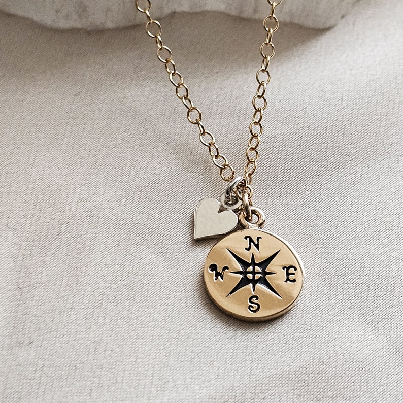 BFF Compass Necklace Best Friend Gift Long Distance Friendship Soul Sisters Compass Charm Going Away Gift Friendship Jewelry image 4