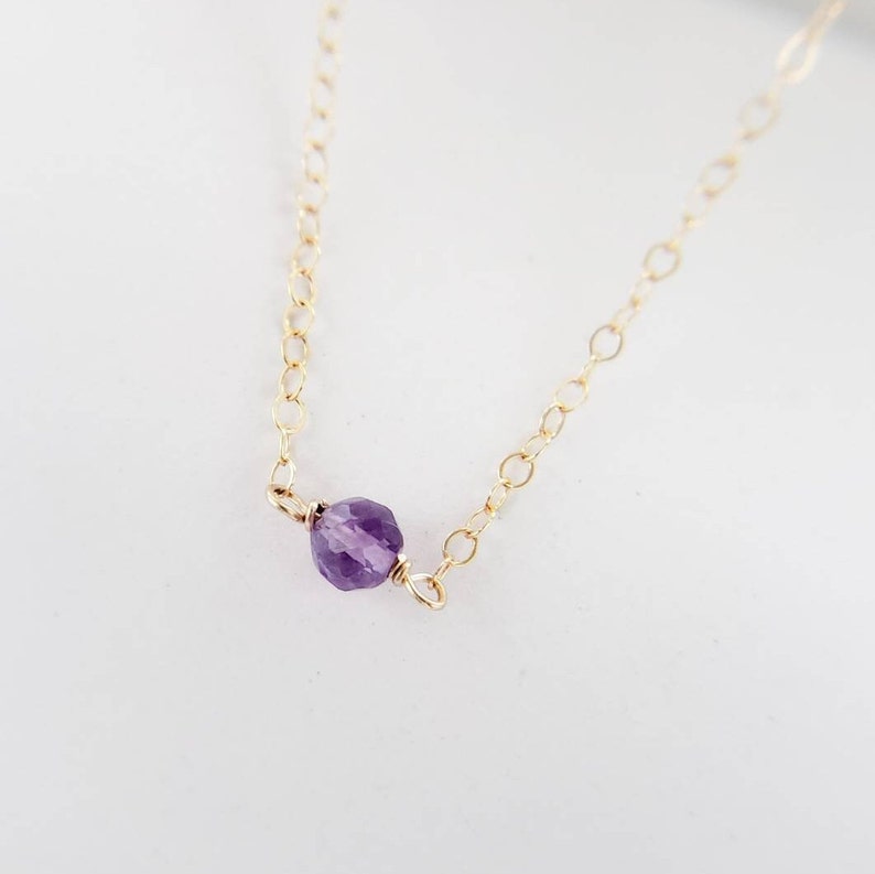 Dainty Birthstone Necklace Tiny Gemstone Birthday Gift Layering Necklace Personalized Jewelry Delicate Gold Chain Gift For Her image 7
