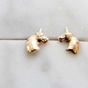 Tiny Unicorn Stud Earrings Cute Little Unicorns Gold Unicorn Earrings Magical Unicorn Studs Sweet Stud Earrings Einhorn Studs image 7