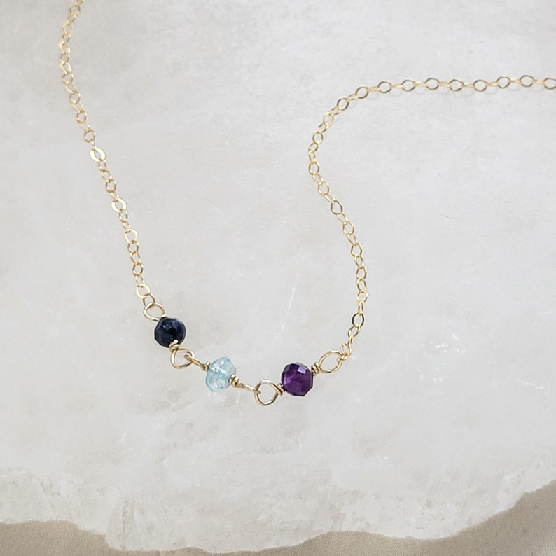 Dainty Birthstone Necklace Tiny Gemstone Birthday Gift Layering Necklace Personalized Jewelry Delicate Gold Chain Gift For Her image 8