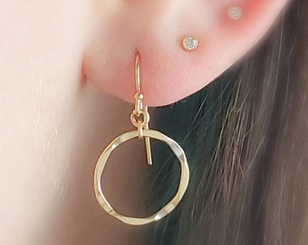 Modern Halo Earrings • Hammered Circle Drops • Karma Earrings • Geometric Jewelry • Eternal Circle • Minimalist Style • Dainty Jewelry