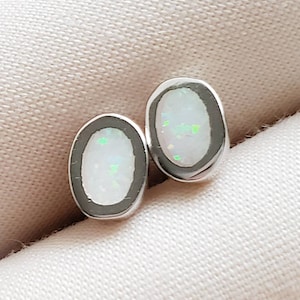 Delicate Opal Studs • Oval Opal Studs • Tiny White Opal Earrings • Dainty Studs • Minimalist Style • Opal Earrings