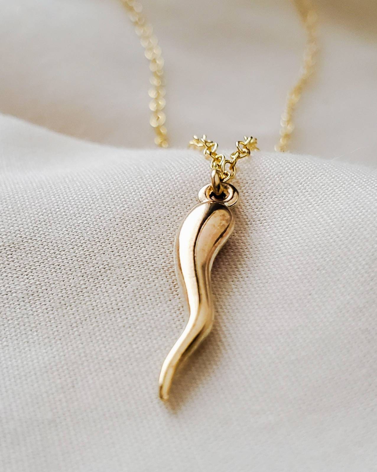Italian Horn Pendant + Bead Chain Necklace // 18k Gold Plated Stainless  Steel - Blackjack Jewelry - Touch of Modern