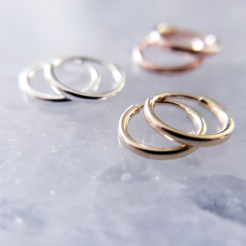 Tiny Hoop Earrings Small Gold Hoops Thin Lightweight Hoops Etsy