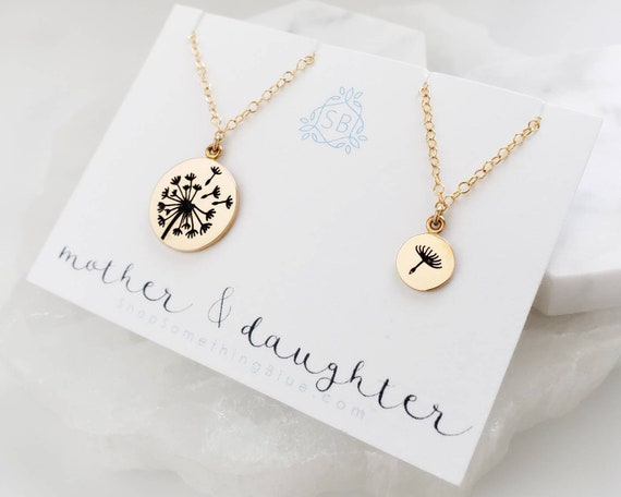 mother daughter dandelion necklace