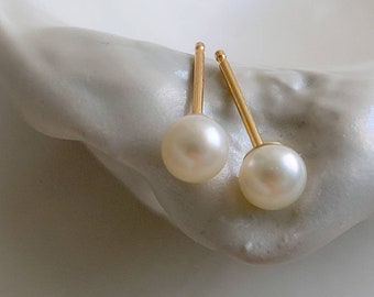 Pearl Studs in 14K Gold • Classic Pearl Earrings
