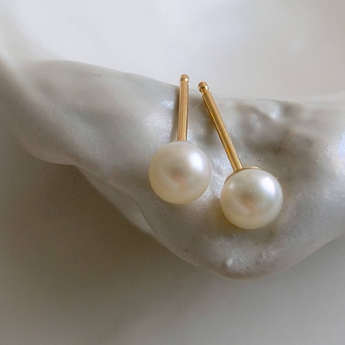Pearl Studs in 14K Gold • Classic Pearl Earrings