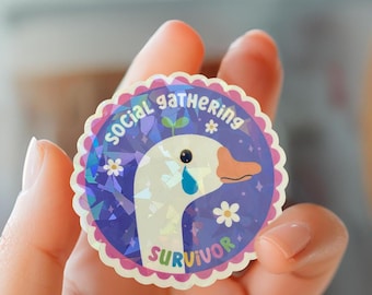 Sticker sarcasme: sociale overlevende gans, waterbestendig vinyl