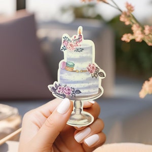 Cake Sticker, Trendy Cake, Coquette Cake Art, Water Bottle Sticker, Laptop Sticker, Girly Sticker, Wedding Sticker, whimsical cake sticker