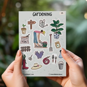 Gardening Sticker Sheet, Plant Sticker Set, Planner, Journal, Plant Mom, Plant lover sticker, Botanical, Plant, cute gardening