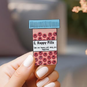 Happy Pills Stickers, Mental Health Stickers, Pill Bottle Sticker , Anxiety & Depression, Antidepressant Decal, Take Your Med
