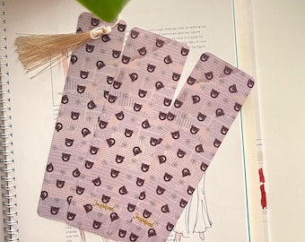 Colección de marcapáginas de osito de peluche, regalo para amantes de los libros, marcapáginas de cartulina laminada, marcapáginas bonitos, marcapáginas con borlas, booktok