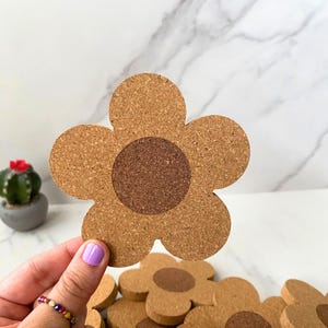 Daisy Flower Cork Coaster, Flower Coaster, Iced Coffee Glass Coaster, Gifts for Her, Boho Coaster, Beer Glass Can Coaster, Coffee Coaster