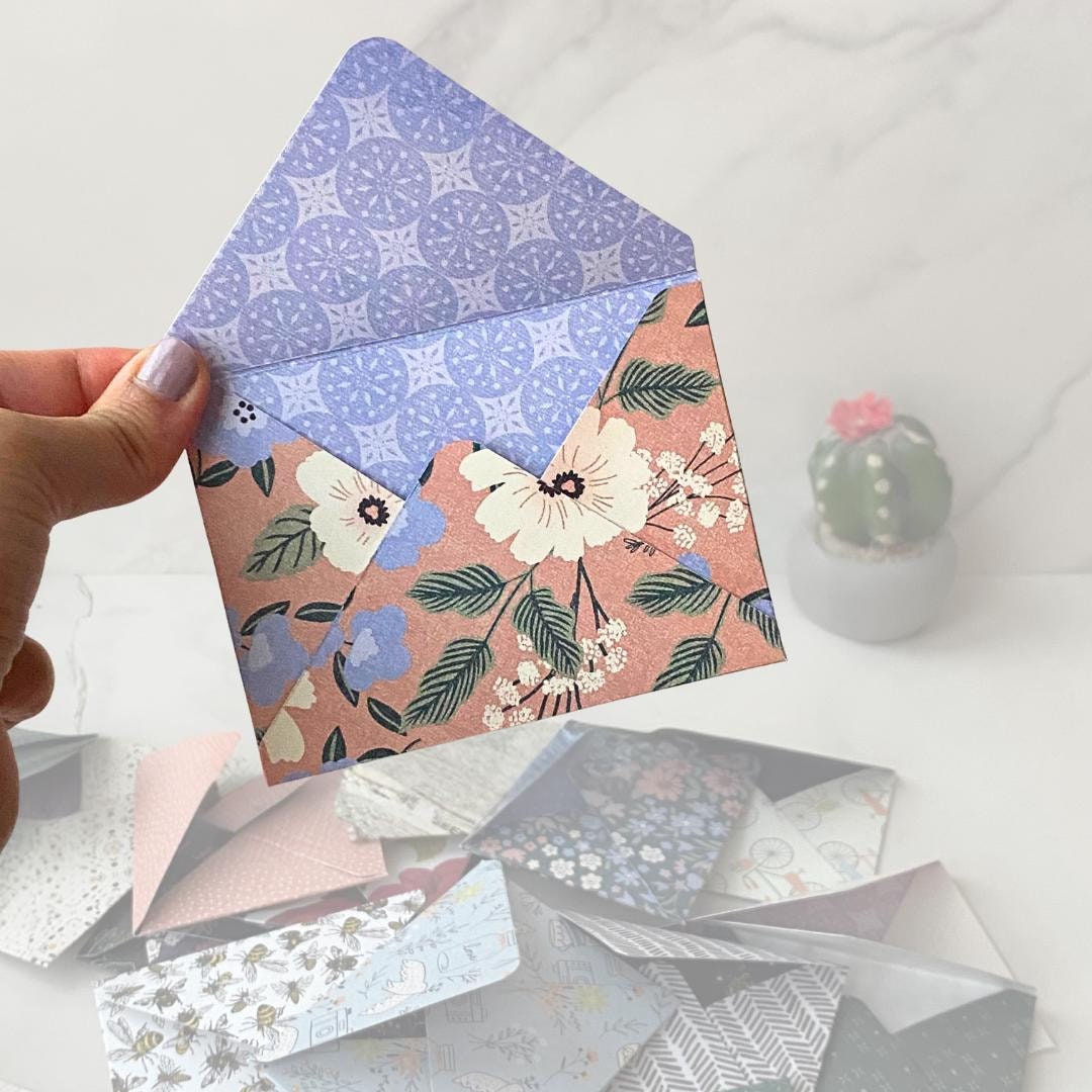 Set of 5 Mini Handmade 3 X 5 Envelope, Pattern Envelope, Pockets for ...