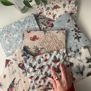 Set of 10 Envelopes Christmas Handmade Patterned envelopes Gift Envelope 5x7 Assorted journals Gift Card, Money Envelope