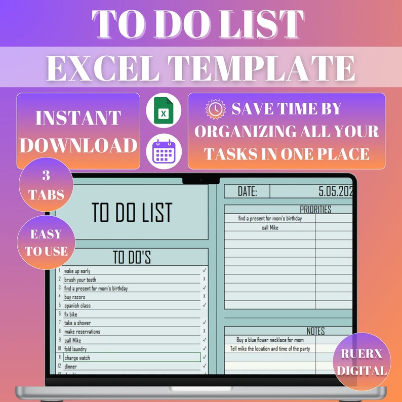 To-do List Excel Template Easy and Efficient Task Management Unique ...