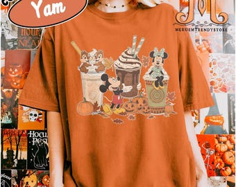 Disney Fall Coffee Shirt, Mickey Minnie Pumpkin Spice Latte Shirt, Pumpkin Coffee Lover Shirt, Disney Autumn Crewneck Shirt, Disney Fall Tee