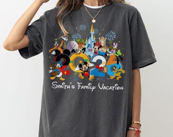 Camiseta personalizada de viaje a Disney 2026, camisetas familiares a juego, camiseta de Mickey y sus amigos de WDW Disney World, camiseta de vacaciones familiares