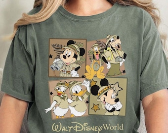 Camiseta vintage de Disney World, camiseta divertida de Mickey y sus amigos, modo safari de Disney, vacaciones en Disney, viaje a Disneyworld, Animal Kingdom 2025