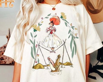 Camicia vintage Disney Flower Tightrope Walker Comfort Color, Camicia retrò Tightrope Girl Haunted Mansion, Camicia Disneyland Halloween Party