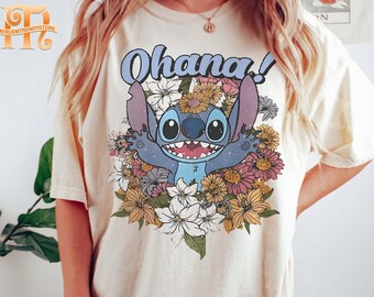 Disney Stitch Ohana Shirt, Lilo and Stitch, Ohana Means Shirt, Floral Disney Shirt, Hawai Shirt, Disneyland Shirt, Disney Family Vacation