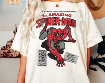 Camisa con colores cómodos y portada de cómic retro de Spider-Man