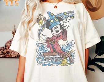 Disney Fantasia Sorcerer Comfort Color Shirt, Mickey Mouse Magic Wizard Retro Shirt, Magic Kingdom Shirt, Disney Trip Shirt, Family Shirt