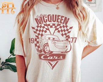 Disney Cars Comfort Colors Shirt, Light McQueen Shirt, Car Pixar Shirt, McQueen 1977, Disney Cars Land Shirt, Gift for her, Disneyland Shirt