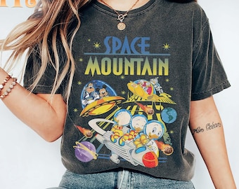 Camicia vintage anni '90 Space Mountain Comfort Colors, Camicia retrò di Topolino e Amici, Camicie Disneyworld, Camicia Magic Kingdom, Camicie Viaggio Disney