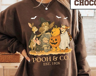 Sweat-shirt Halloween Winnie l'ourson, t-shirt effrayant Winnie l'ourson et ses amis, chemise Halloween Disney, ourson & Co Est 1926, mignon sweat citrouille d'automne