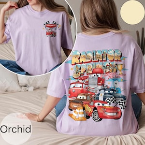 Camiseta personalizada de Disney Cars, camiseta de Lightning McQueen, Mater y Doc Hudson, camiseta de Radiator Springs de Pixar, conjunto para viaje familiar a Disneyland. imagen 4