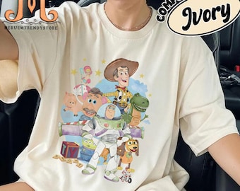 Maglietta retrò Disney Toy Story, maglietta Verso l'infinito e oltre, maglietta con i personaggi di Toy Story, maglietta con il viaggio di gruppo coordinato Toy Story e i suoi amici 2025