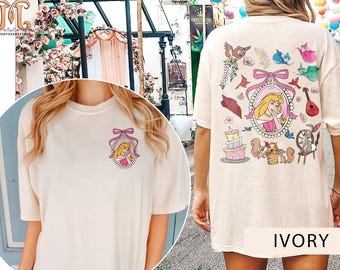 コケット ボウズ 水彩画 ディズニー プリンセス オーロラ シャツ、カスタマイズ ティアナ アリエル エルサ ラプンツェル ベル ジャスミン T シャツ、マジック キングダム ファミリー トリップ