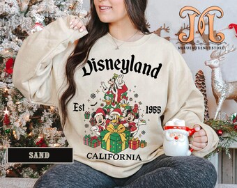 Retro Disneyland Mickey and Friends Christmas Shirt, Disneyland Est. 1955 California Shirt, Disneyland Christmas Shirt, Mickey Christmas Tee