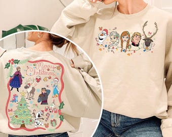 Chemises guirlandes lumineuses La reine des neiges Disney, pull de Noël Elsa et Anna Olaf, chemises de Noël Disney, chemise princesse de Noël Disney, t-shirt Disney