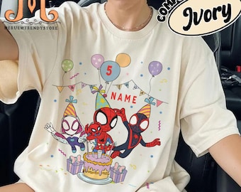Camiseta personalizada de aniversário do Aranha e seus amigos: camiseta personalizada de viagem à Disneylândia