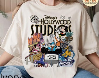 Camiseta Disney Hollywood Studios con colores cómodos, camiseta Hollywood Studios, camiseta de viaje a Hollywood Studios, vacaciones familiares Disney, camiseta Disney