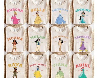 Disney Princess comfort color Shirts, Matching Group Disney Shirts, Disney Bounding Shirts, Princess Disney Shirt, Disney Trip 2025 Shirt
