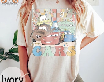 Camisetas vintage de Disney Cars, camisetas de Lightning McQueen y sus amigos, camisetas de Cars Land, camisetas de Disneyland, camisetas de la película Cars, camisetas de McQueen Cars