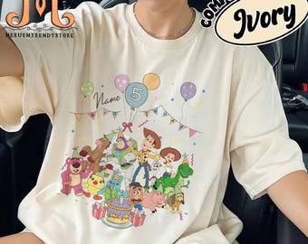 Personalized Name Age Pixar Toy Story Birthday Shirt, Custom Disney Buzz Woody Jessie Birthday Present Gift, Family Disney Birthday Outfits