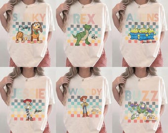 Retro Disney Pixar Toy Story Characters Shirt, Buzz Woody Jessie Slinky Aliens Rex Shirt, Pixar Pals Playtime Party Shirt, WDW Magic Kingdom